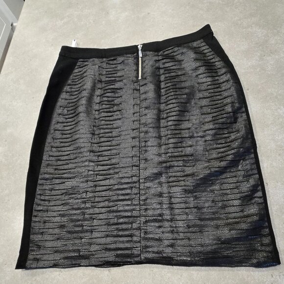 PETER NYGARD Women's Black Faux Snakeskin Knit Stretch Pencil Lined Skirt  Sz 12 - Picture 7 of 11